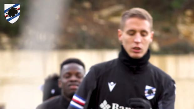 Conti's first day at Sampdoria